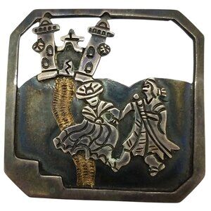 Basilica Cathedral Peru Sterling Silver by Chavez Pictoral Brooch 10 Grams